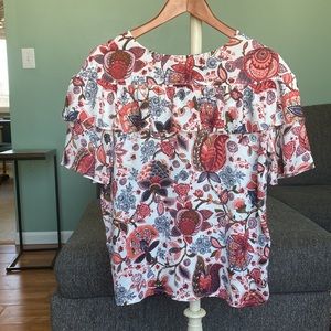 LOFT ruffle short sleeve blouse